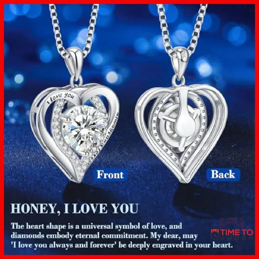 1-3 Carat Moissanite Heart Pendant Necklace 925 Sterling Silver Gift